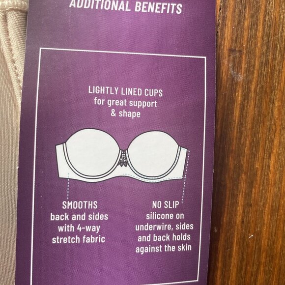 Vanity Fair Womens Beauty Back Underwire Smoothing Strapless Bra 42 G 74380 ROSE - Picture 4 of 11